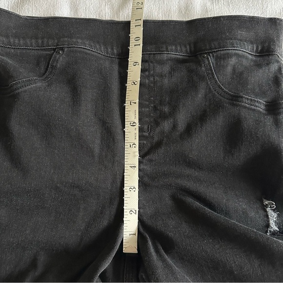 Spanx Jeans Womens Large Black Distressed Skinny High Rise Stretch Denim Pants - Picture 3 of 9